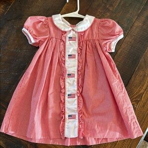 Red Gingham Dress with Flag Details